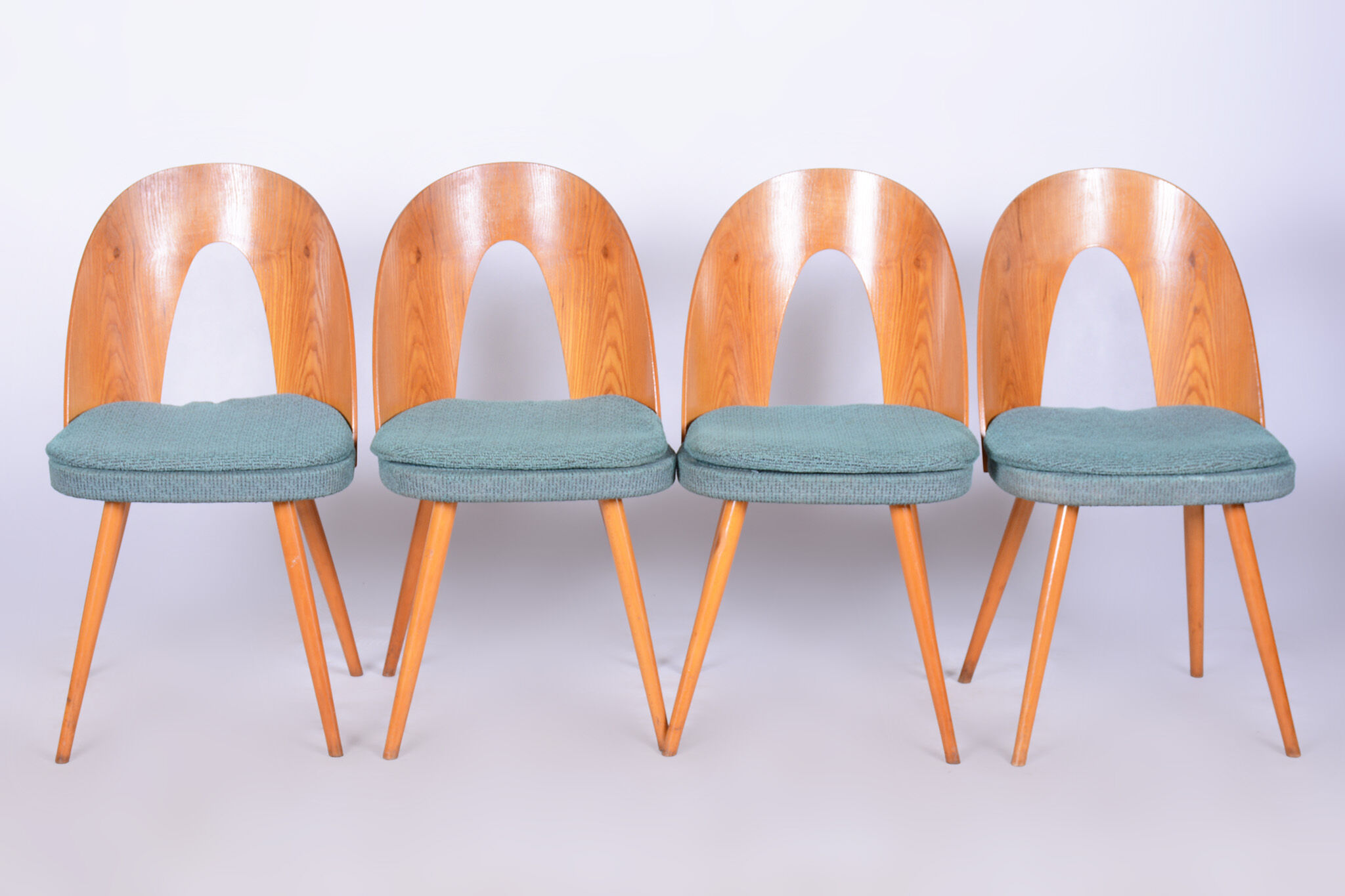 Four Original Midcentury Chairs, Ash, Antonin Suman, Czechia, 1930s