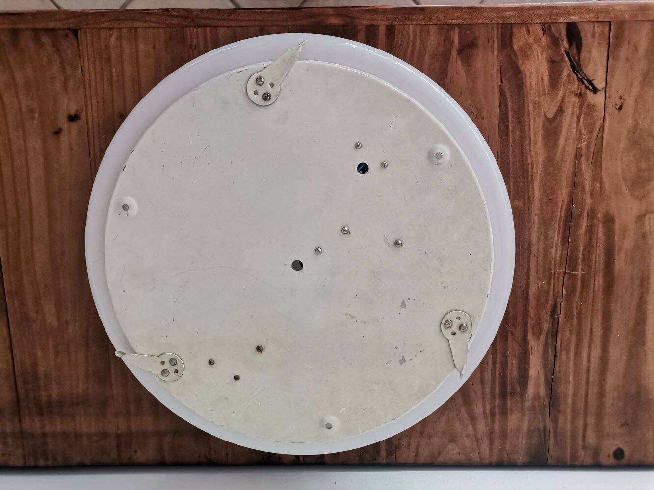 Large Italian glossy white acrylic minimalist pill flush mount ceiling fixture lamp. 1960s