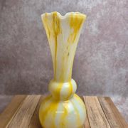 Large yellow and white blown glass pitcher from Italy – 1960s/70s
