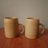 Duo in ceramic stoneware vintage mugs handcrafted Scandinavian country decoration