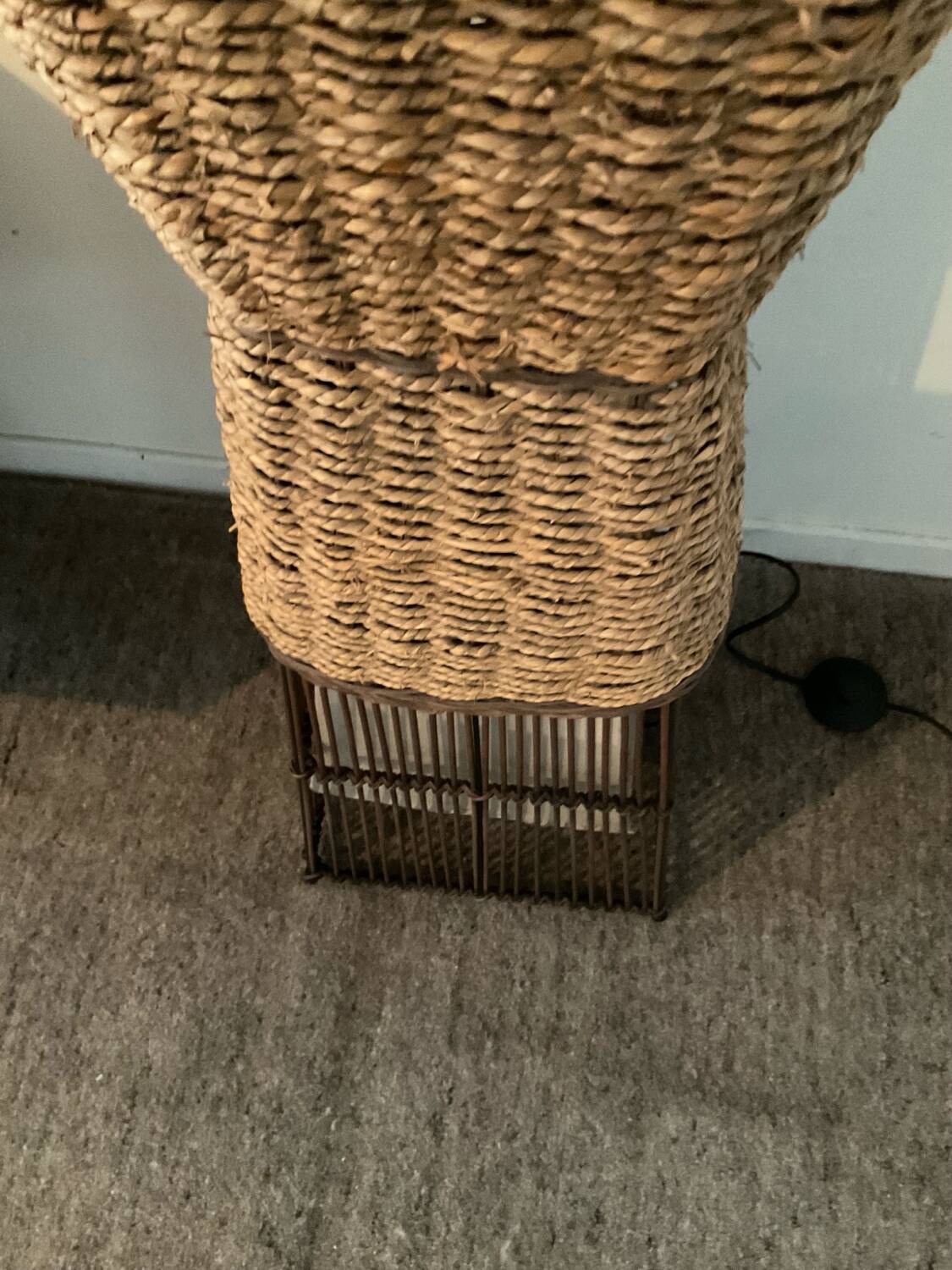 Vintage rattan and raffia floor lamp