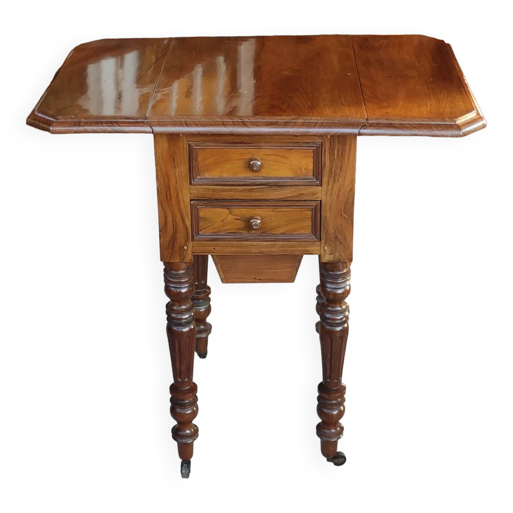 Old bedside table with drop flaps furniture louis xvi style/19th century