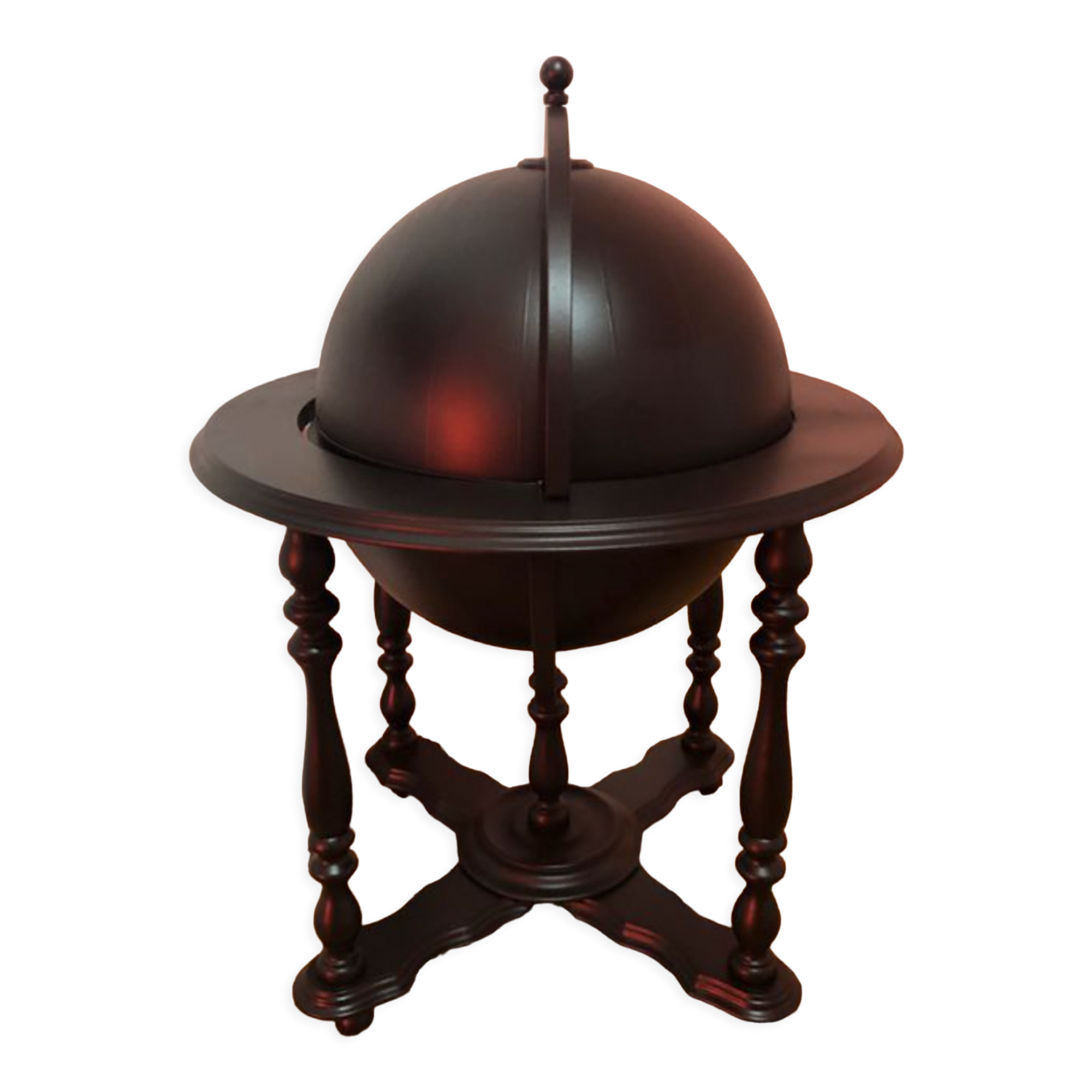 Bar Globe Terrestrial Map Eucalyptus Wood World Painted Black