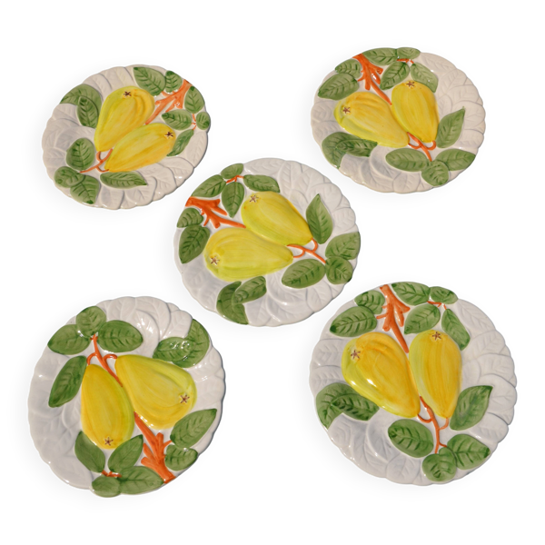 Assiettes à dessert en barbotine citron