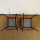 Pair of chairs in orange skaï