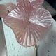 Pair of pearly pink Murano glass and brass wall lights