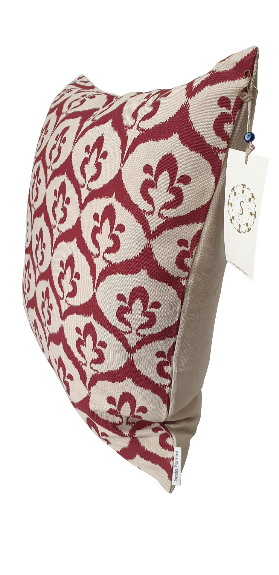 Ottoman cushion cover style ikat beige / garnet - 50 x 50