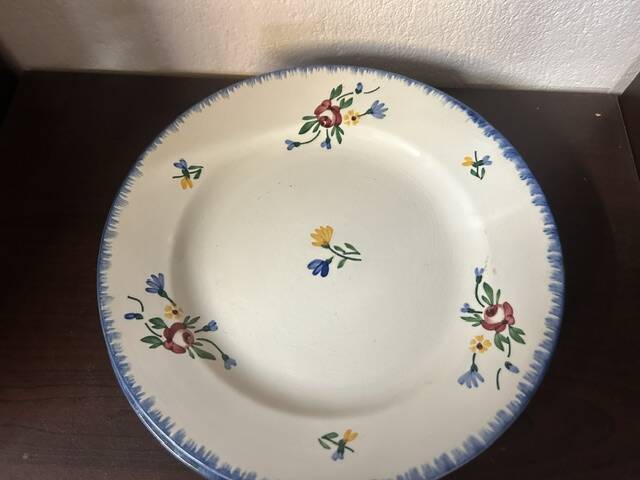 Set of 3 "didier" plates with floral decoration sarreguemines earthenware