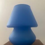 Vintage blue glass mushroom lamp