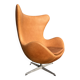 Original Fritz Hansen Egg chair from 1983 in perfect condition, new!! Rustic Cognac Camel Leather