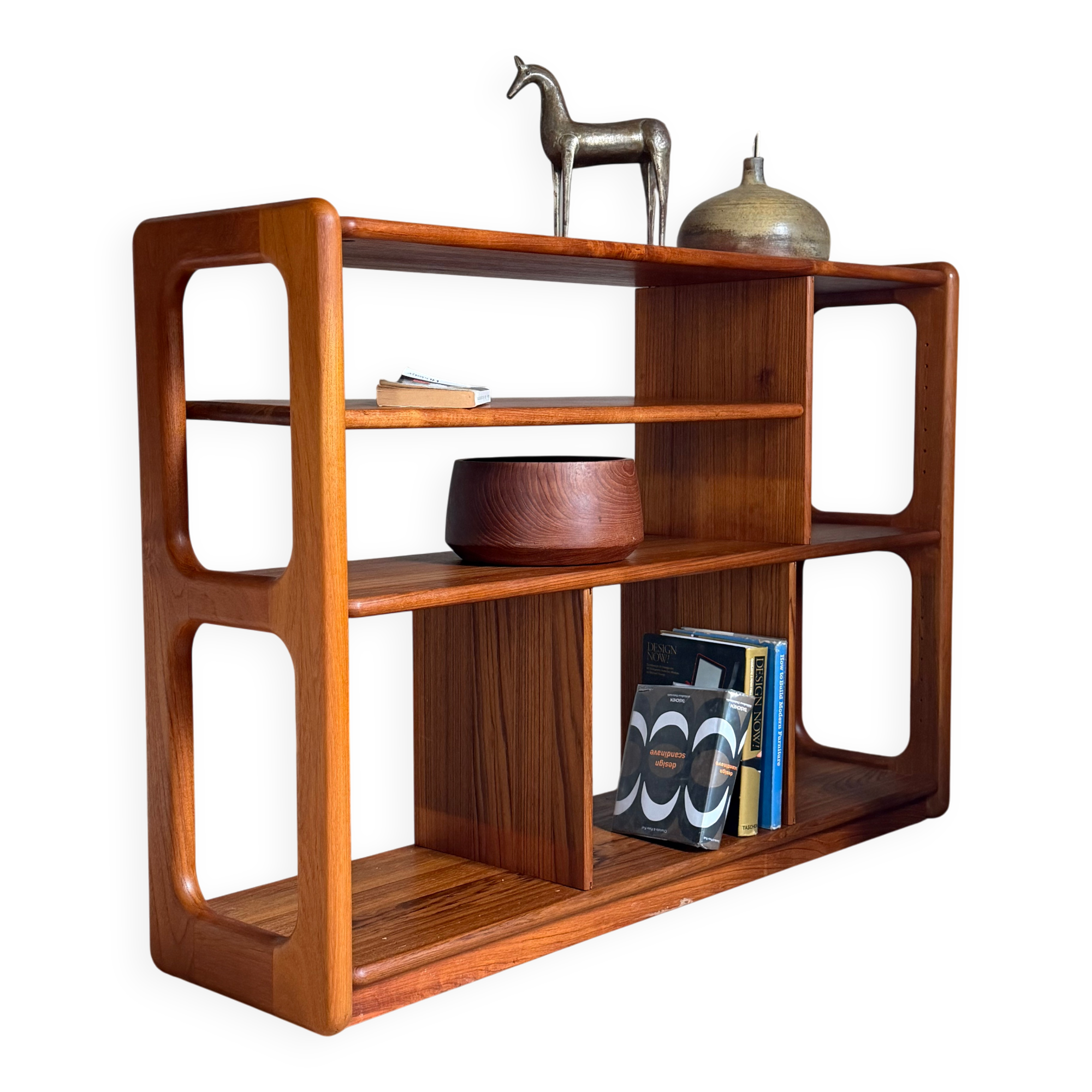 Vintage Scandinavian library in solid teak