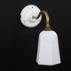 Brass, porcelain, opaline glass tulip swan neck wall lamp