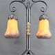 Lampe bicéphale Art Déco, fer forgé à double patine– Muller Frères, c. 1920