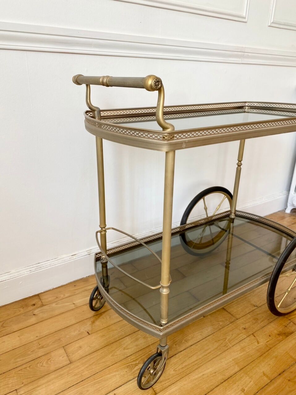 Rolling service gilded brass