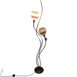 Lampadaire 3 globes en fer forgé et fibre de verre, Tarogo, 1980