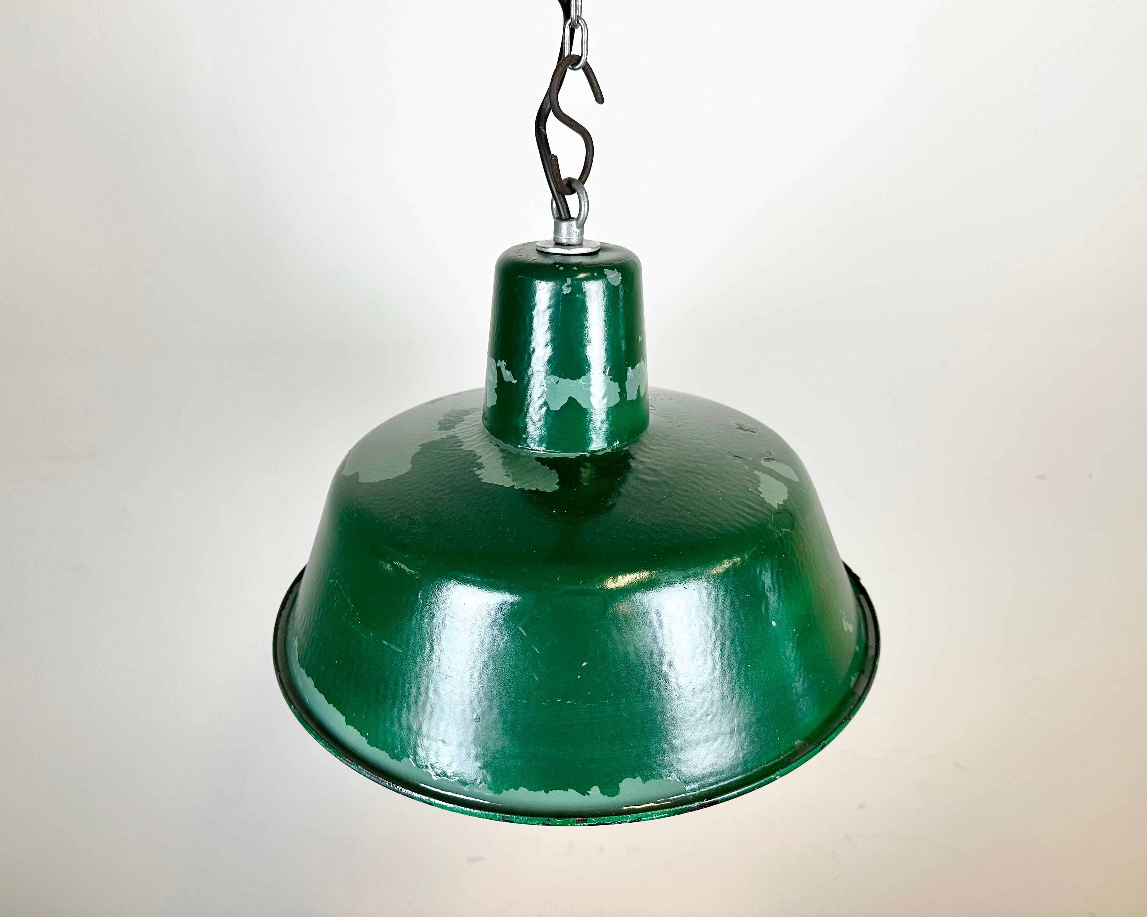 Green Industrial Factory Pendant Lamp, 1960s