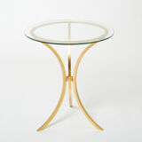 Golden iron and glass pedestal table by Roger Thibier 1960