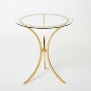Golden iron and glass pedestal table by Roger Thibier 1960