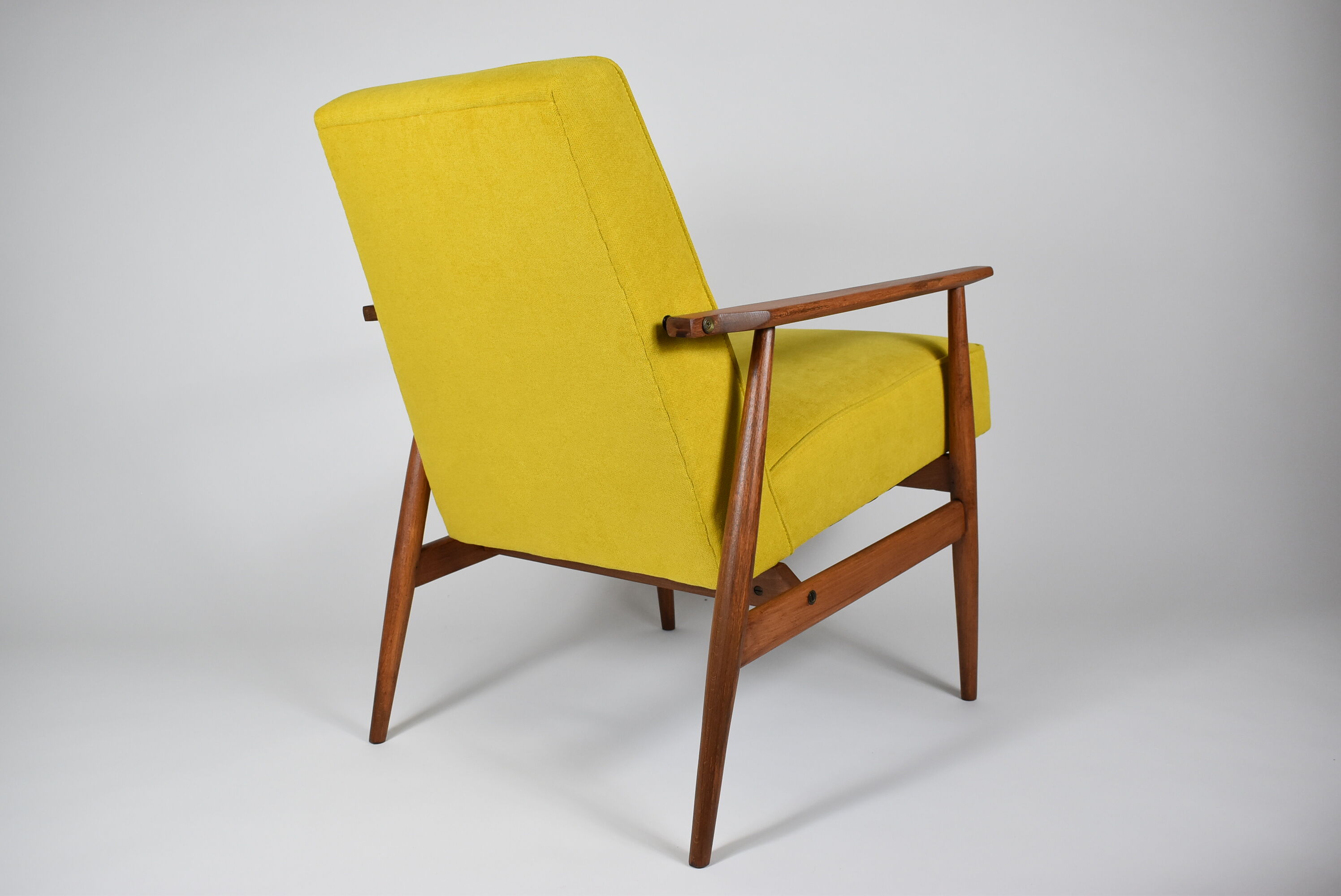 Original vintage armchair "FOX", designer Henry Lis, 1970s, fully restored, yellow