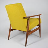 Original vintage armchair "FOX", designer Henry Lis, 1970s, fully restored, yellow
