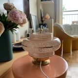 Pink and gold globe lamp - Clichy glass