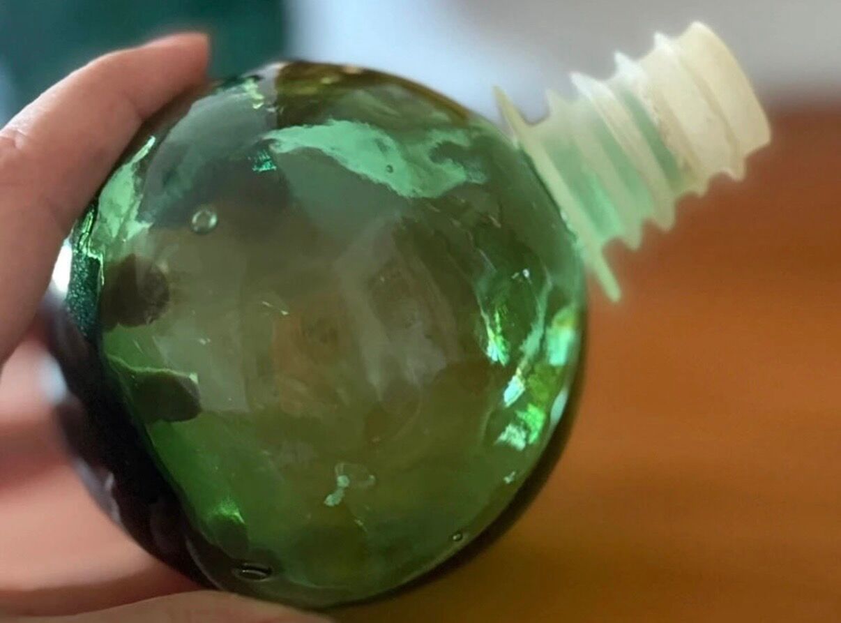 Carafe, decorative emerald green glass bottle Empoli - 1960s
