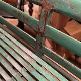 Indian bench in green lacquered teak
