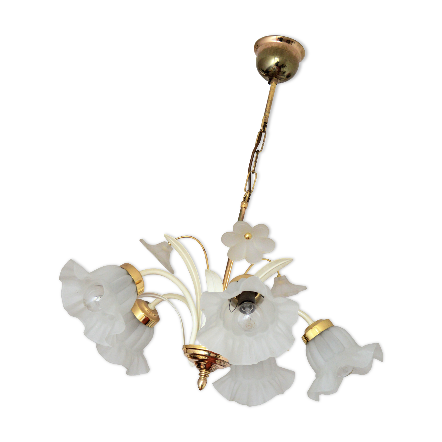 Lustre ceiling lamp design flowers of the 70s