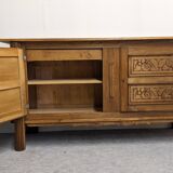 Brutalist oak sideboard by Joseph Savina circa 1950