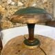 Vintage brass & green metal lamp - mushroom / Art Deco