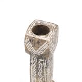 Moroccan candle holder in carved beige stone, 1970s