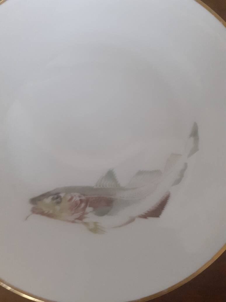 set of 4 Bavaria Hutschenreuther porcelain fish plates
