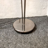 Floor lamp three lights in metal finish gunmetal, glass and plexiglass. Italy 80s