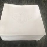 12 White damask napkins with JB monogram