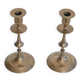 Pair of vintage Scandinavian brass candle holders