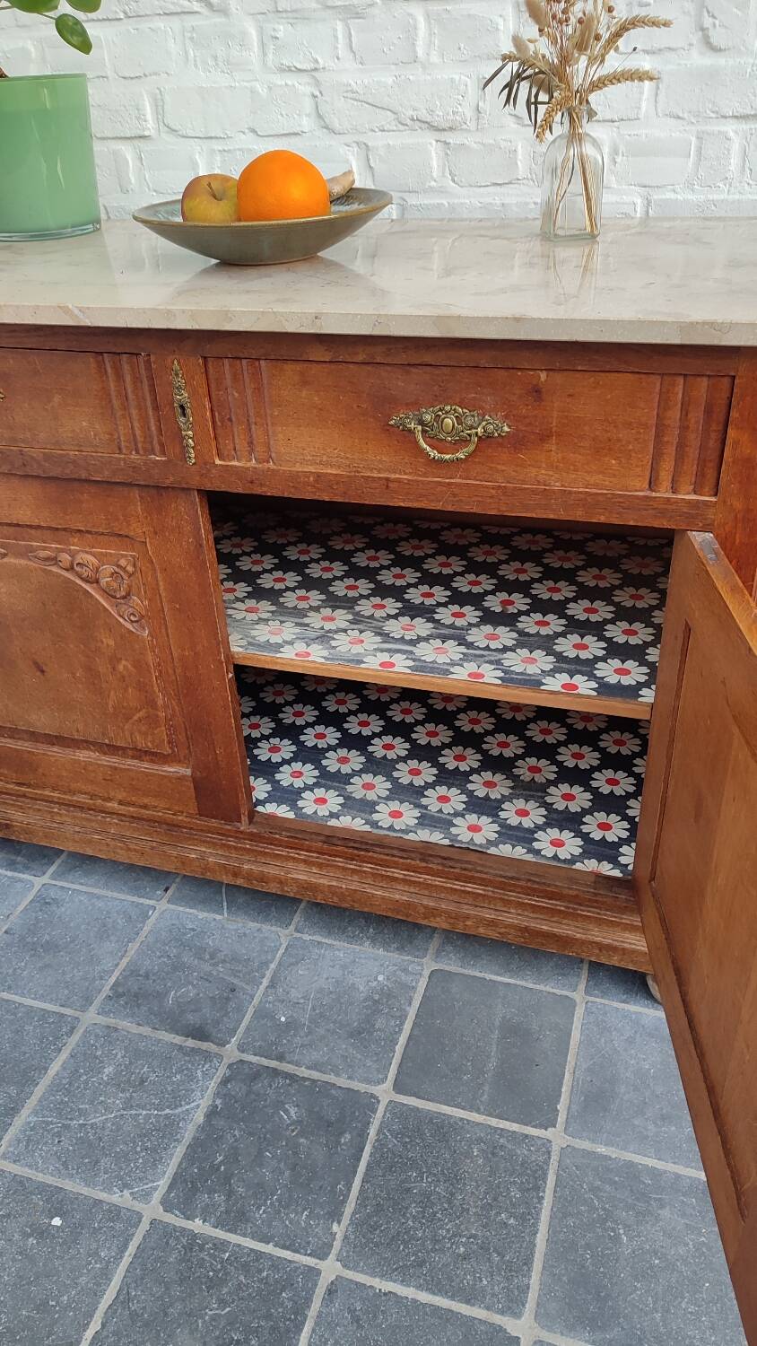 Art Deco oak and marble sideboard