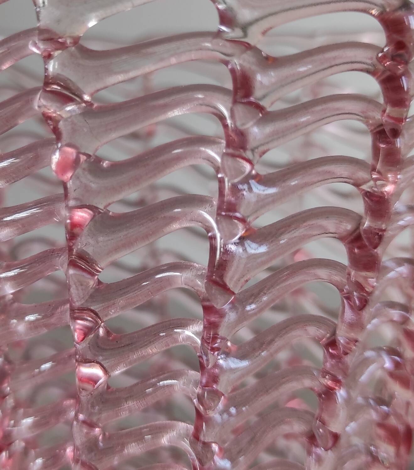 Vintage pink woven glass lantern – Murano style