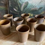 8 vintage stoneware glasses