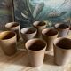 8 vintage stoneware glasses