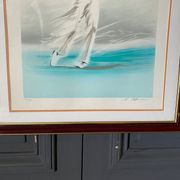 Lithograph Maurice Fillonneau Golfer 144/600 Aqua-Blues Certificate