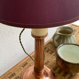 Copper lamp, cable 2 m, fabric shade