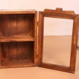 Burmese teak wall display case with original polychrome patina.