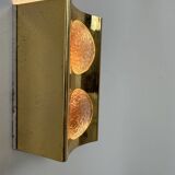Vintage wall light in brass and bubbled glass, France, 1950.