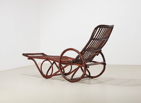 Paire de chaises longues en bambou et rotin, Allemagne, années 1950