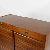 Notary's furniture / double curtained filing cabinet in mahogany, Art Deco / Industrial, France, circa 1940