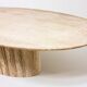 Oval Italian coffee table in travertin, 1970s