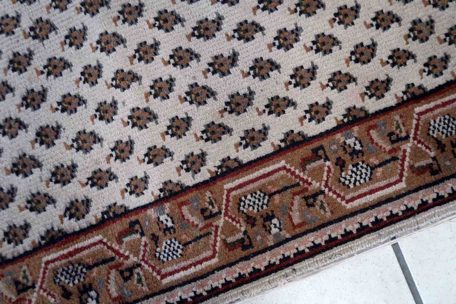 Vintage Indian carpet Seraband handmade 73cm x 143cm 1970s