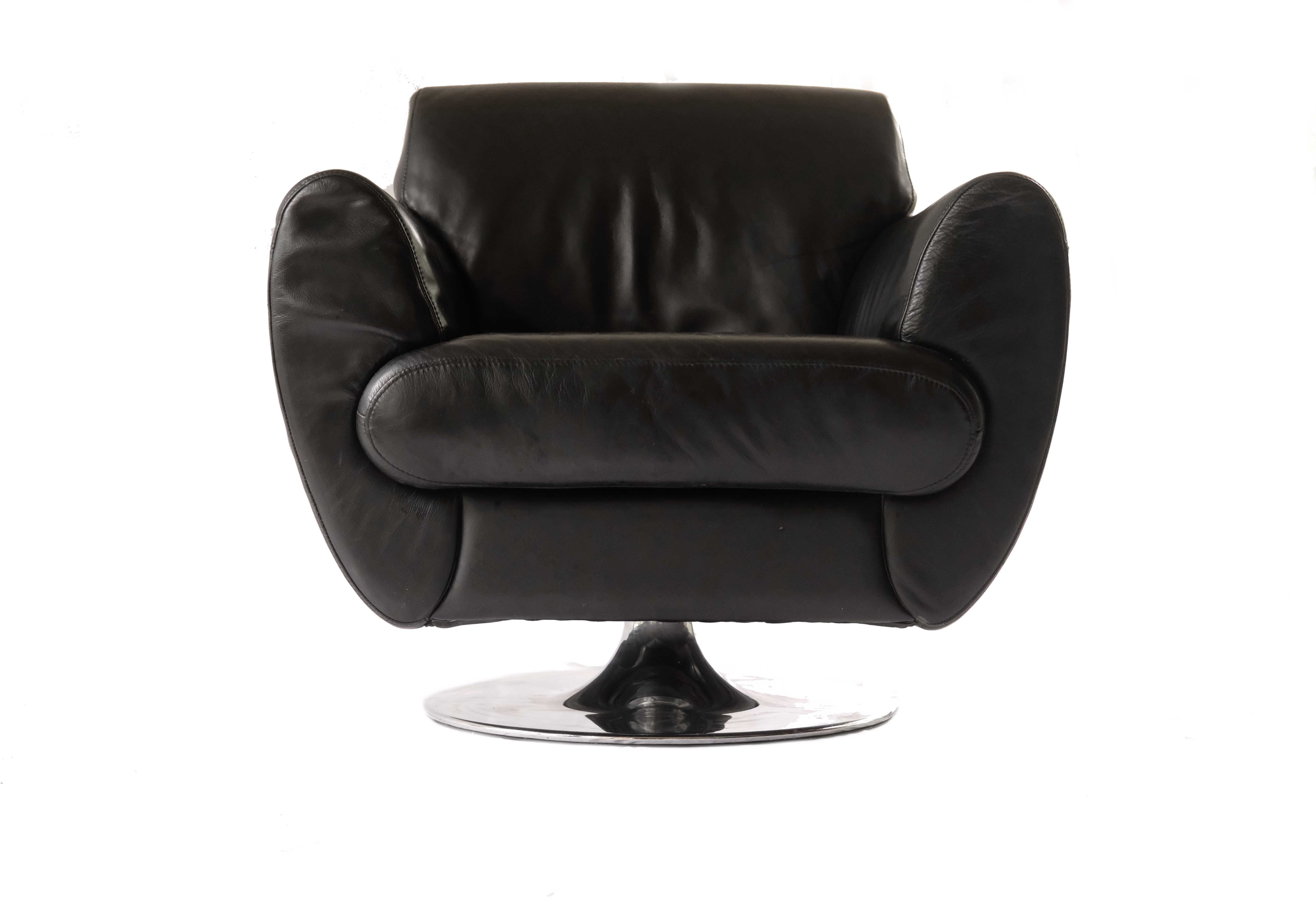 BoConcept Black Leather Armchair, Denmark 2000's