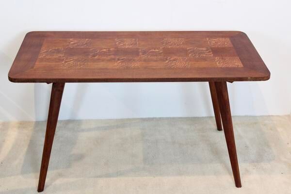 Oak wood coffee table with veneer inlay, 1960