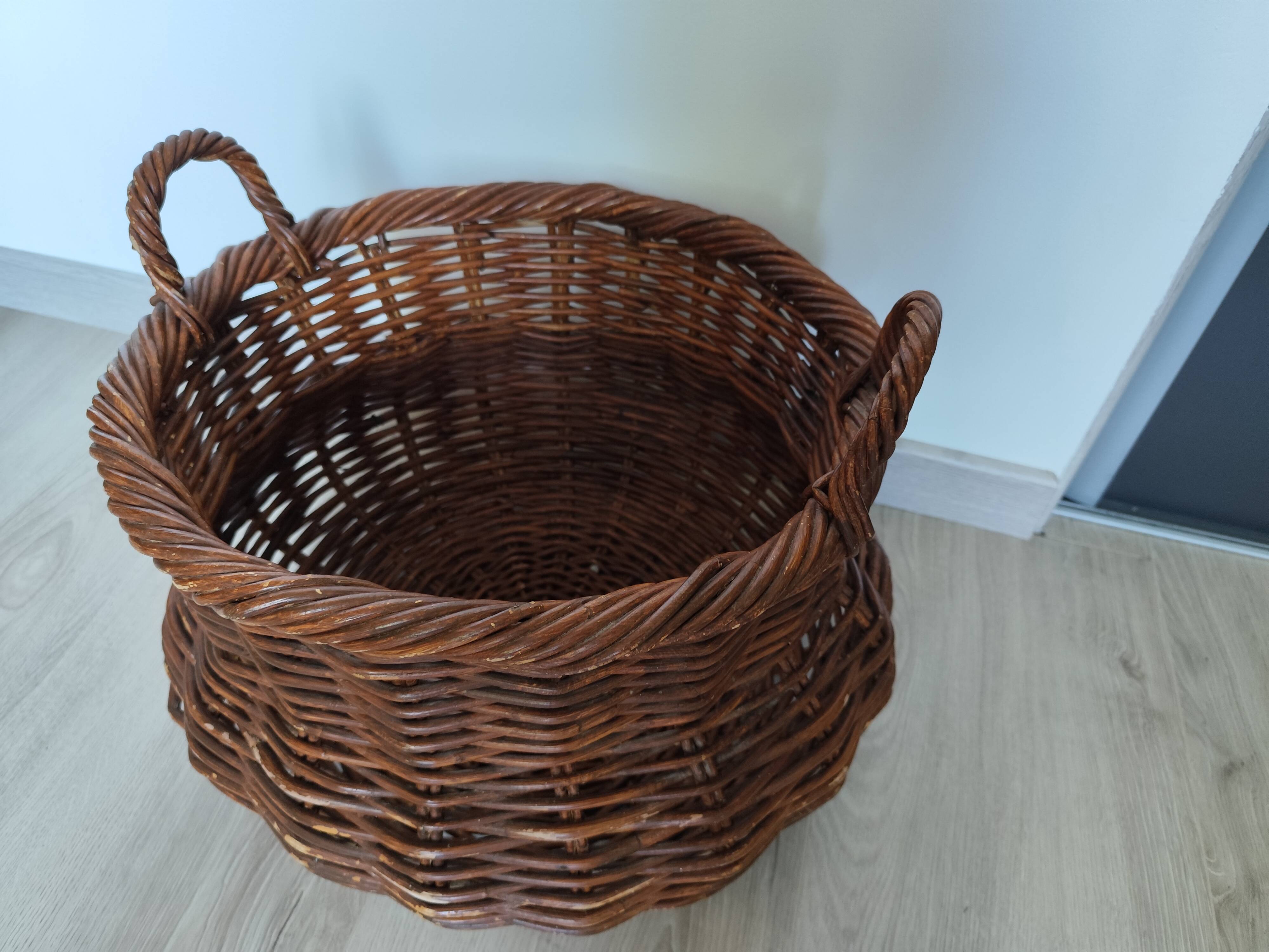 Vintage rattan planter basket